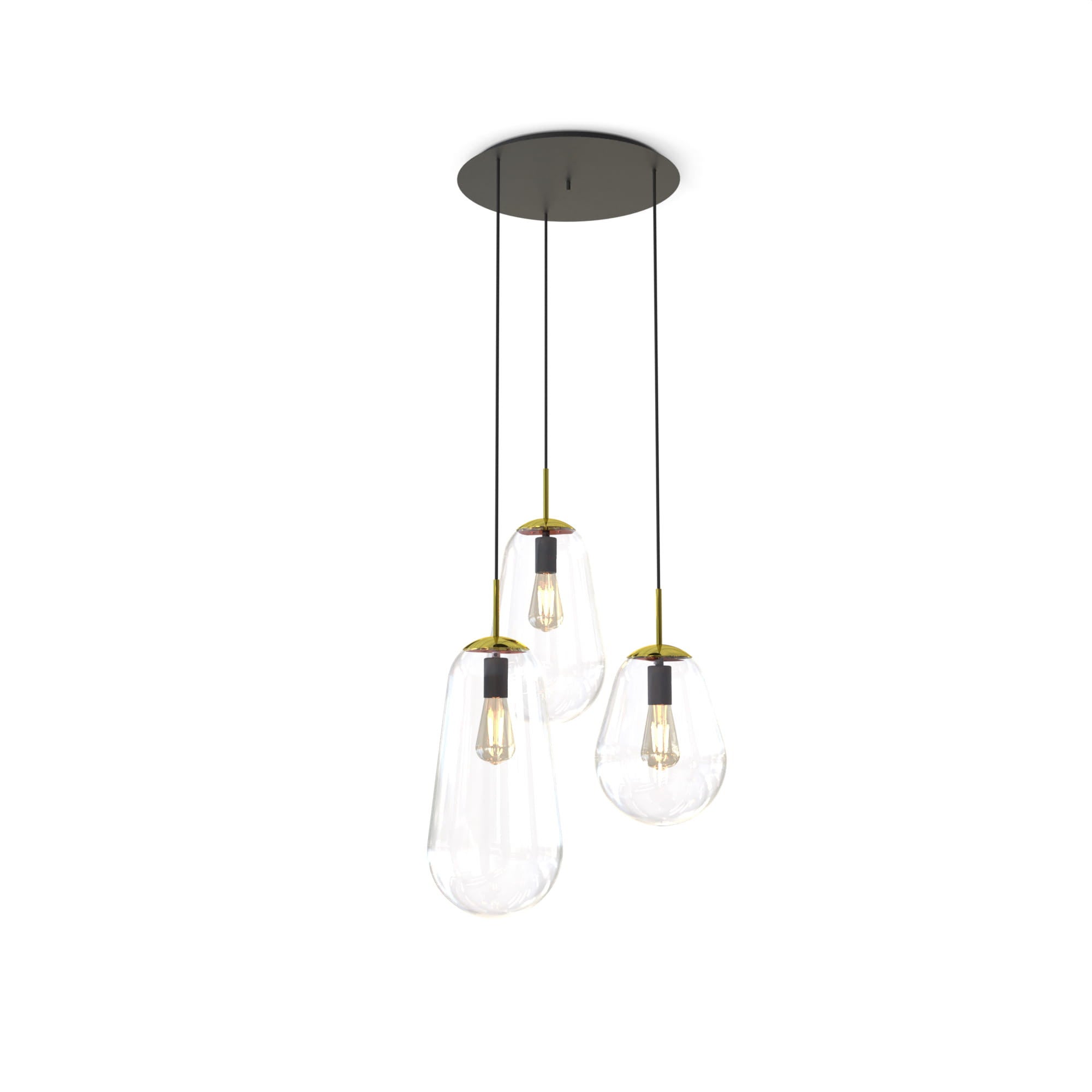 Lampa wisząca PEAR czarno-przezroczysta-złota 3xE27x40W szkło wym:130x48x55cm IP20 Nowodvorski Lighting