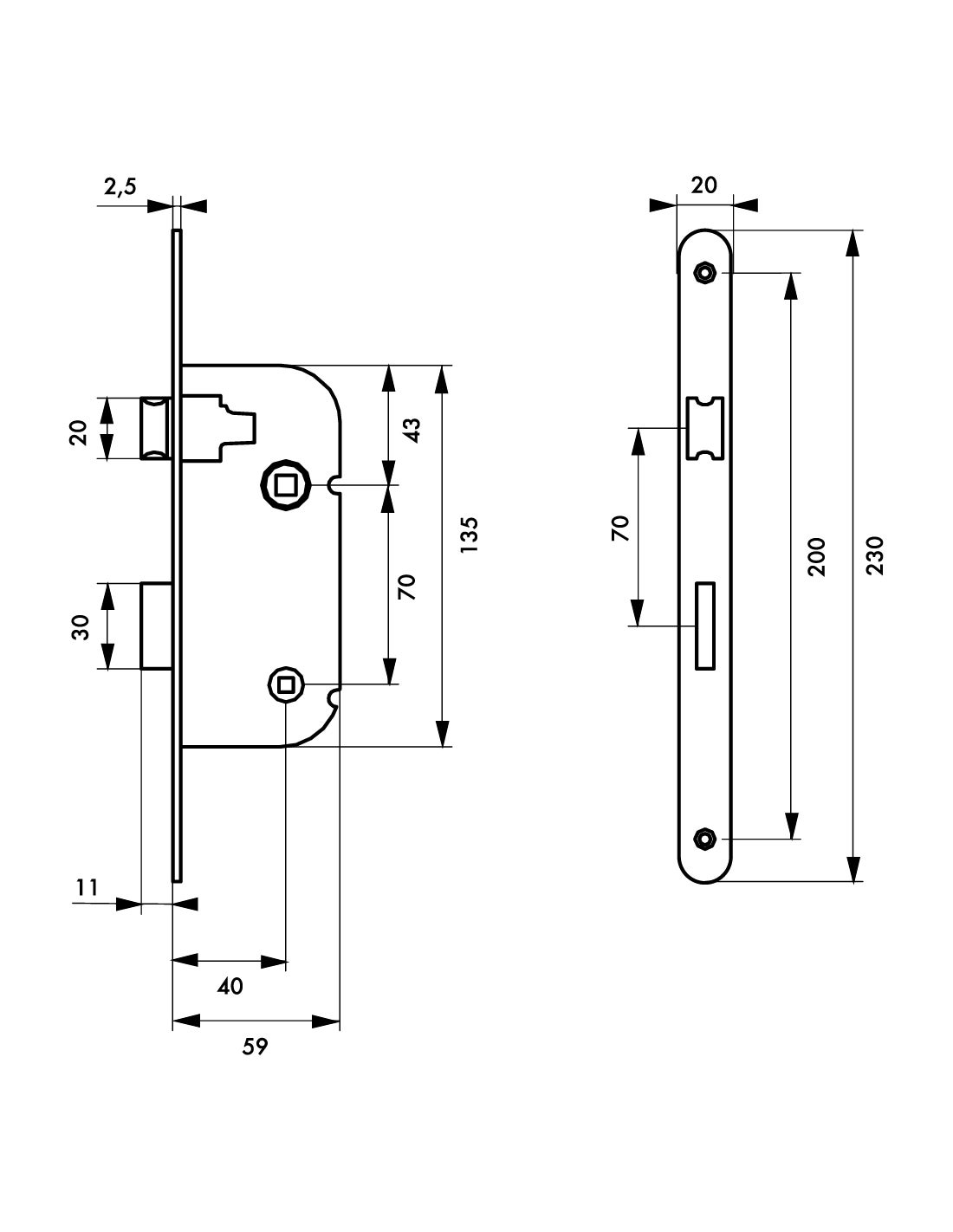 THIRARD - Serrure encastrable à condamnation pour porte de salle de bain et toilettes, axe 40mm, bouts ronds, blanc - THIRARD - 2