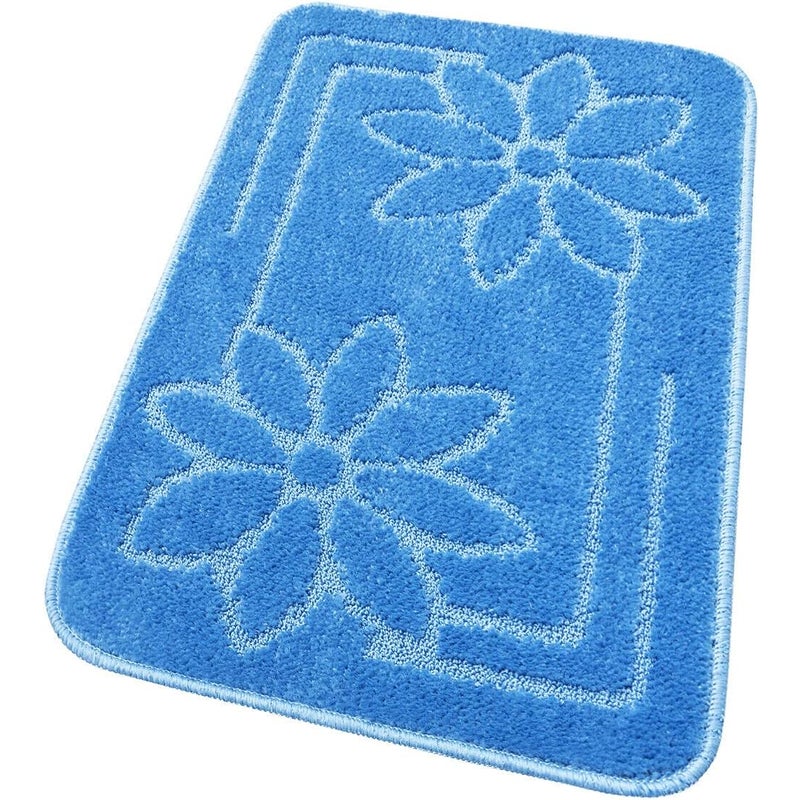 Mata łazienkowa Antypoślizgowy Absorbent 50x80 Cm Stokrotki Jednolity Kolor Błękitny