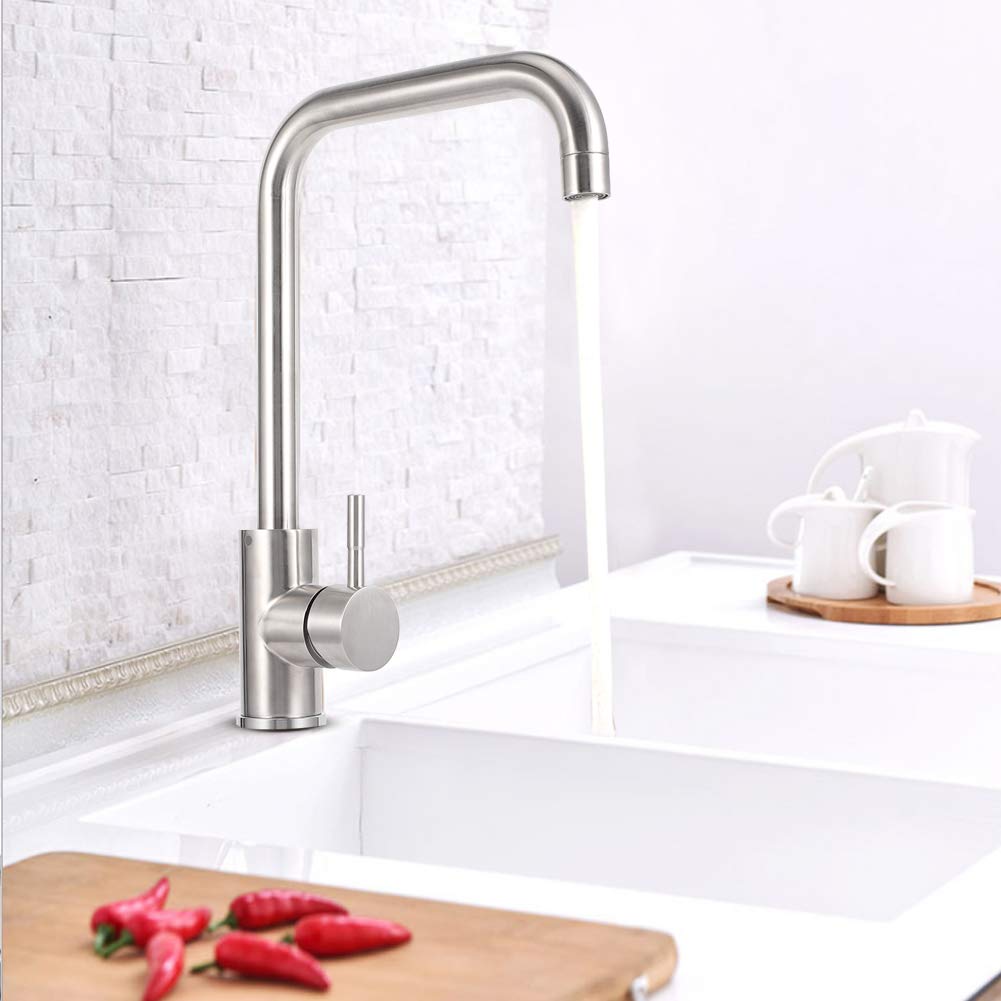 Grifo Giratorio Alto De Latón OUBONI: Cromado Para Cocina O Baño (Monocomando) Grifo Cocina Latón Giratorio