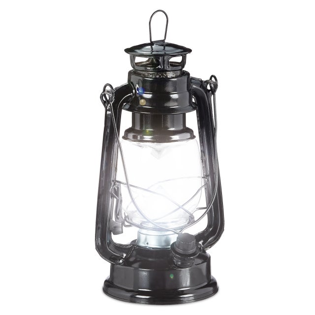 Relaxdays Lanterne tempête LED, Lampe retro comme décoration de fenêtre ou lampe jardin, à piles, Noire