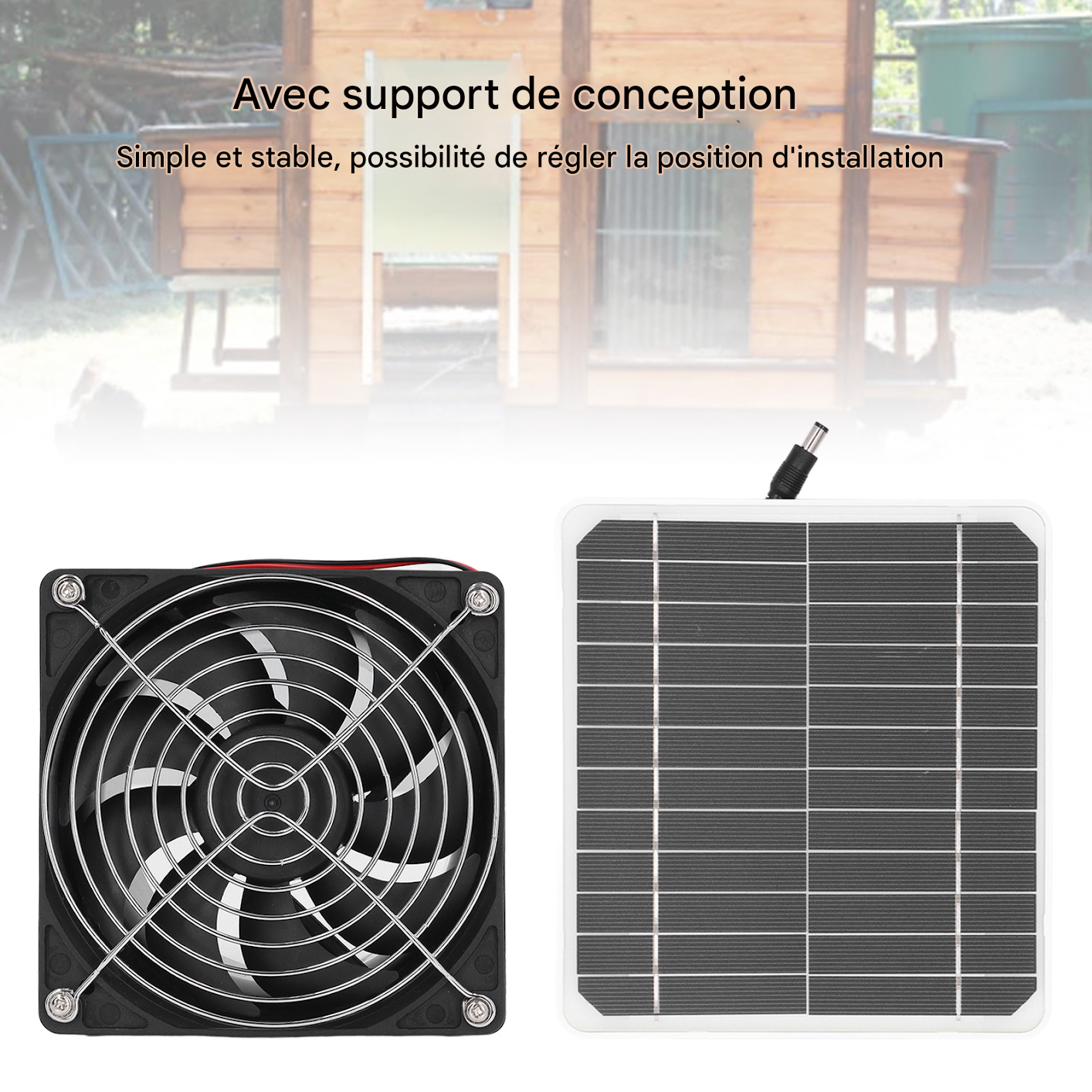 Ventilateur d'extraction solaire 50W 12V 6,5