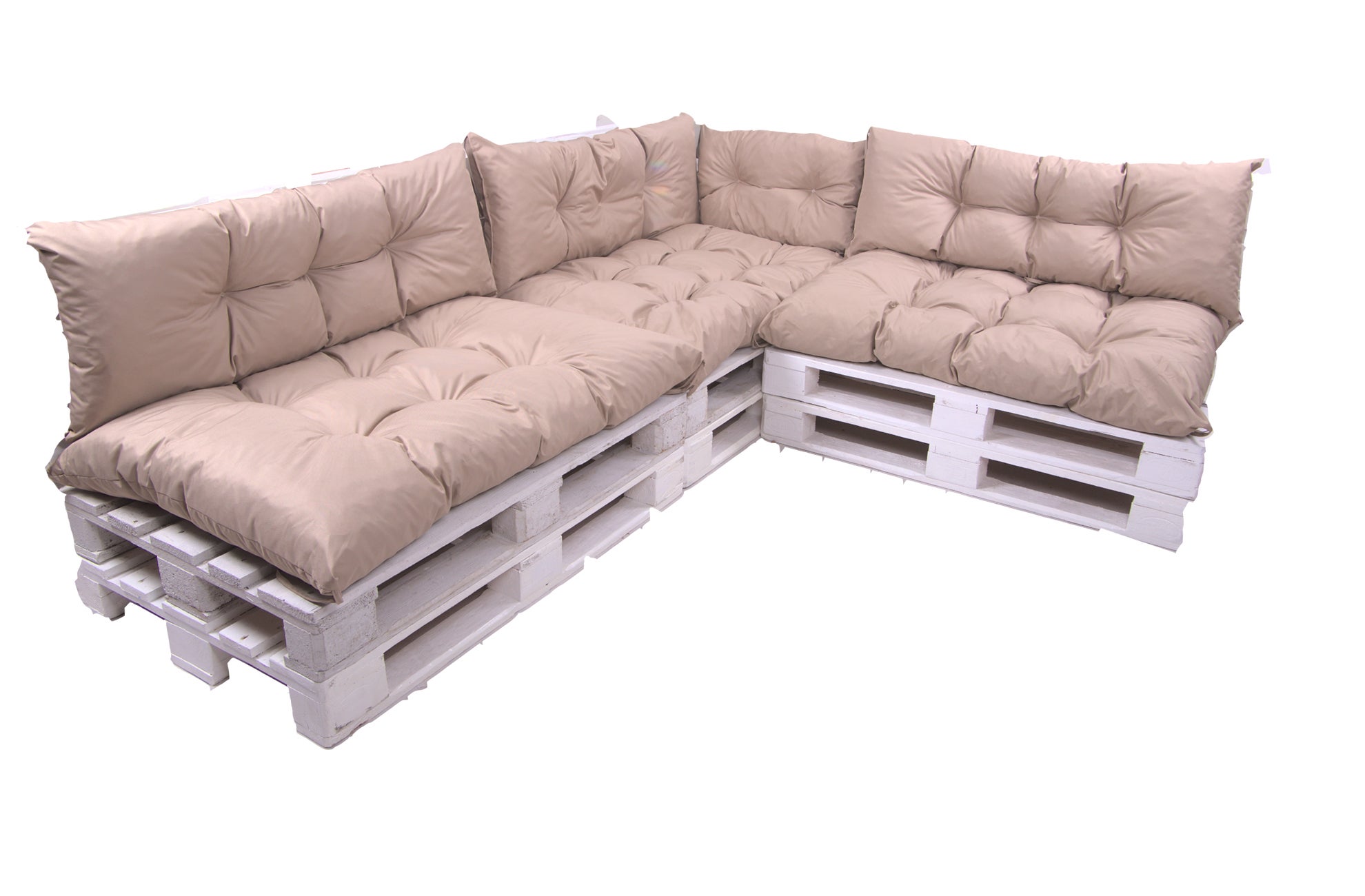 Conjunto de 7 cojines para palets, 3x asiento 120x80 y respaldo 120x40cm, cojín de jardín, conjunto de cojines para muebles de jardín beige