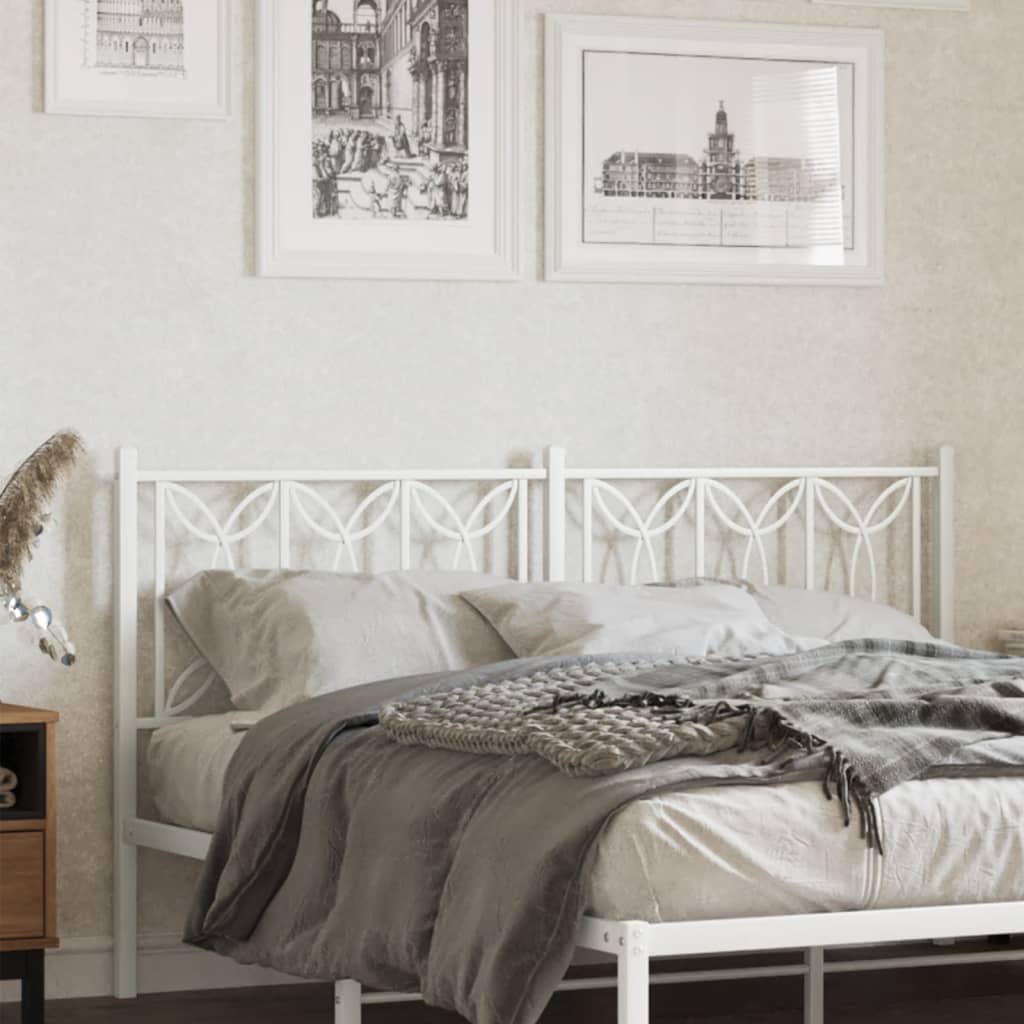 Testiera Letto In Metallo Bianco 160 Cm Rantry - Per Letto Matrimoniale, Schienale Elegante, Struttura In Acciaio Verniciato