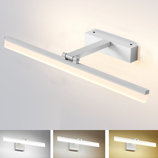 Biała lampa łazienkowa LED, lampka nocna, 3000 K/4500 K/6000 K, 3-kolorowa, 8 W, 100-265 V, regulacja góra-dół, 40 cm