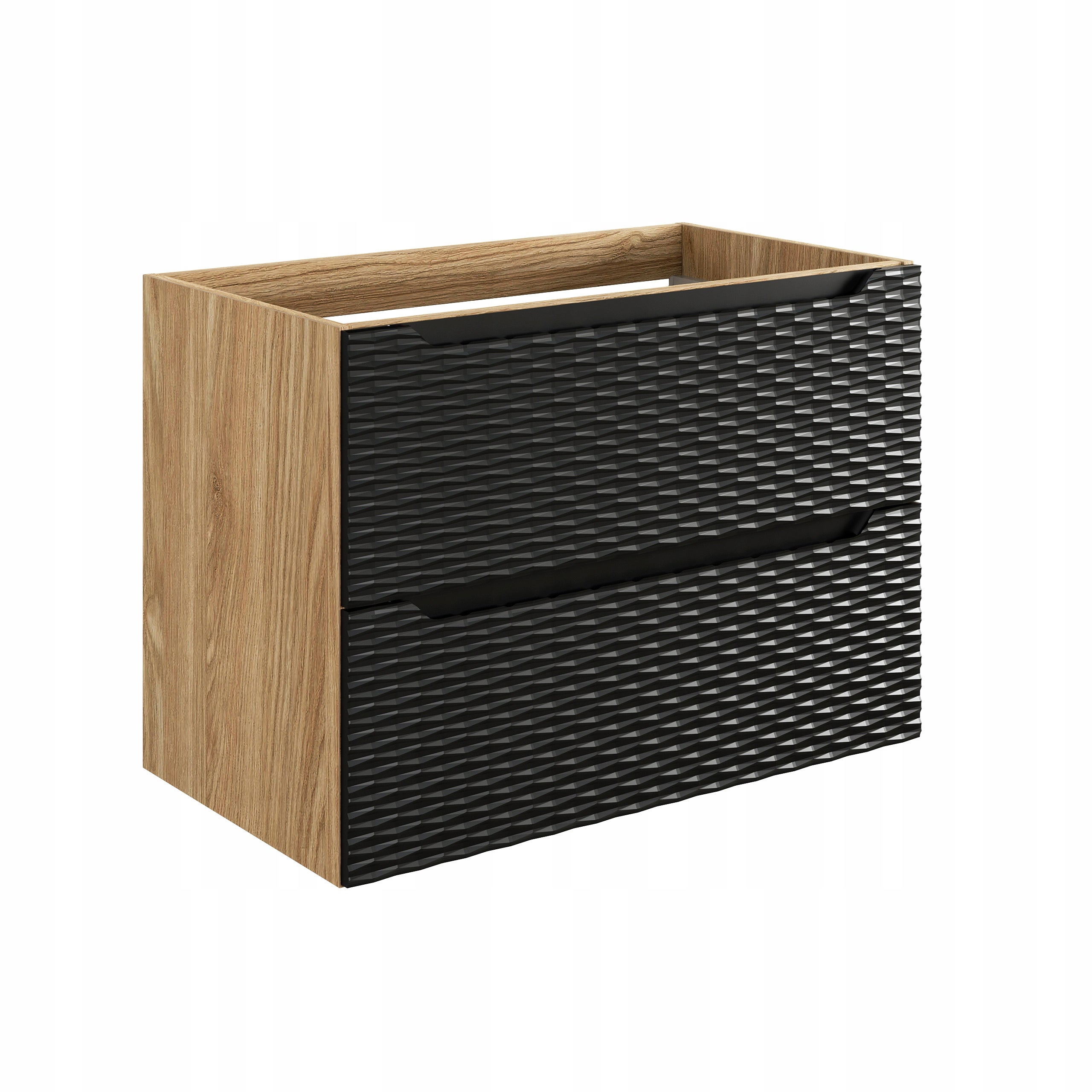 Szafka łazienkowa OCEAN 80 cm czarna dąb olejowany front 3D MDF wisząca - 8