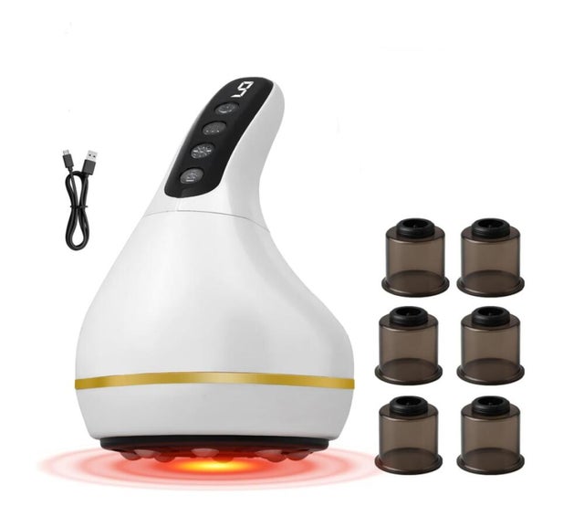 Massageador anticelulite, aparelho de massagem elétrico com ventosas, com 6 cabeças de sucção, infravermelho e calor, 9 níveis e 2 modos, para massa