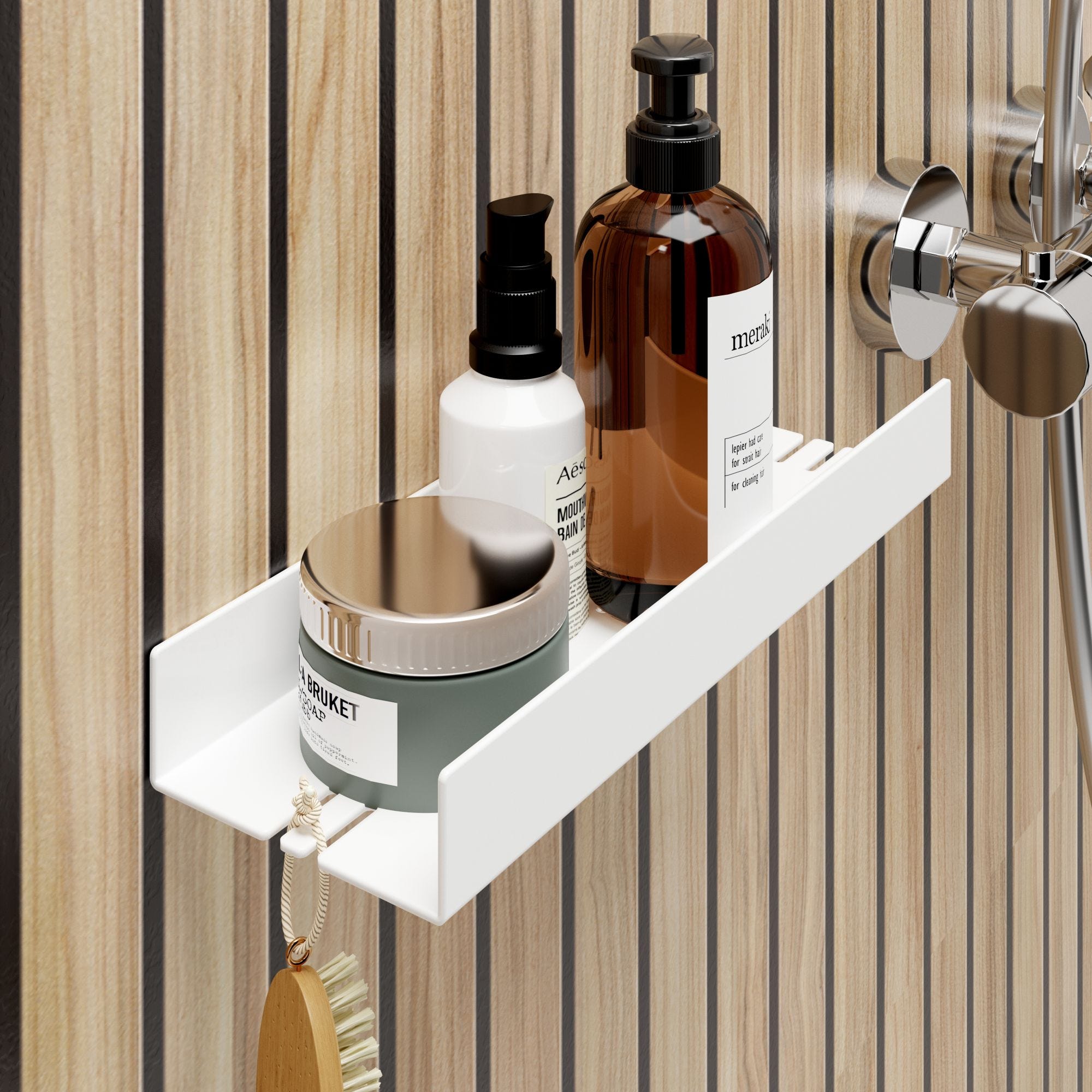 Mensola doccia senza foratura, mensola portaoggetti regolabile per asta doccia multifunzione, supporto shampoo, supporto per asta doccia con portasapone e gancio (bianco Mensola doccia senza foratura, mensola portaoggetti regolabile per asta doccia multifunzione, supporto shampoo, supporto per asta doccia con portasapone e gancio (bianco