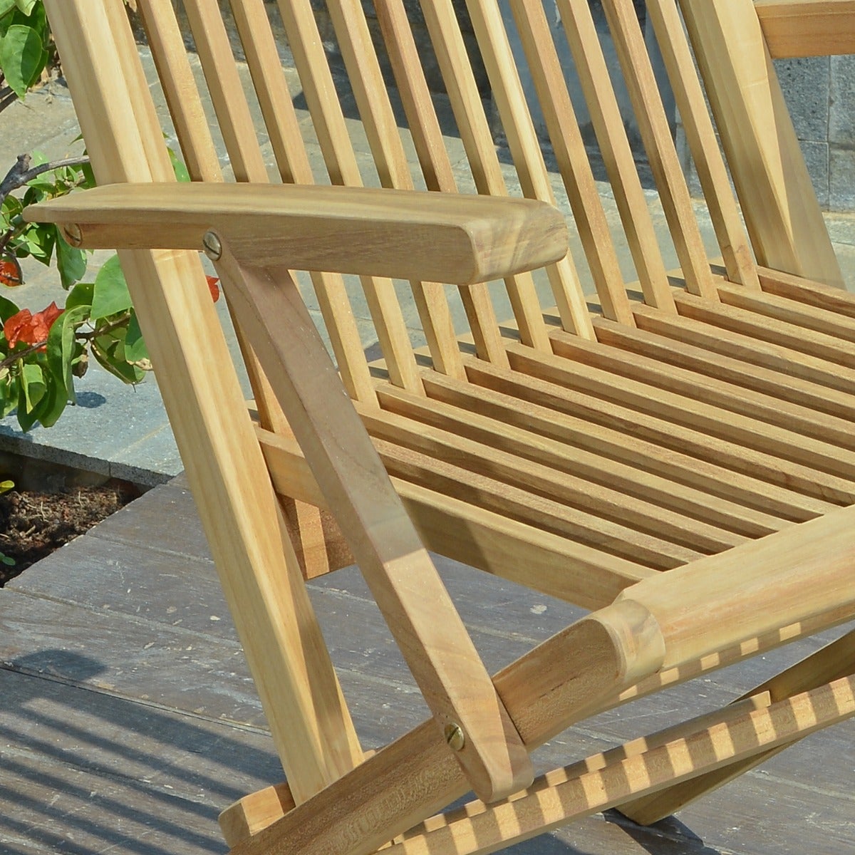 Fauteuils de jardin pliants en teck massif Java (lot de 2) - 5