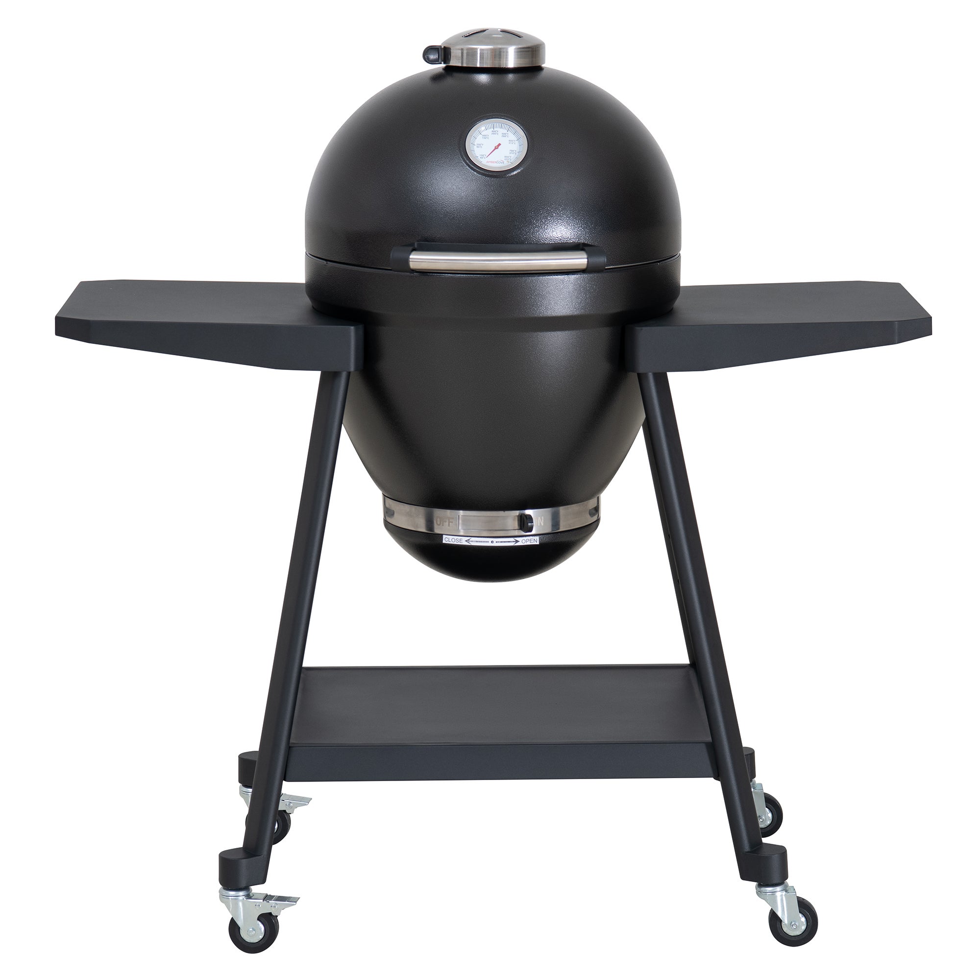 Grill w kształcie jajka z talerzem do pizzy, czarny