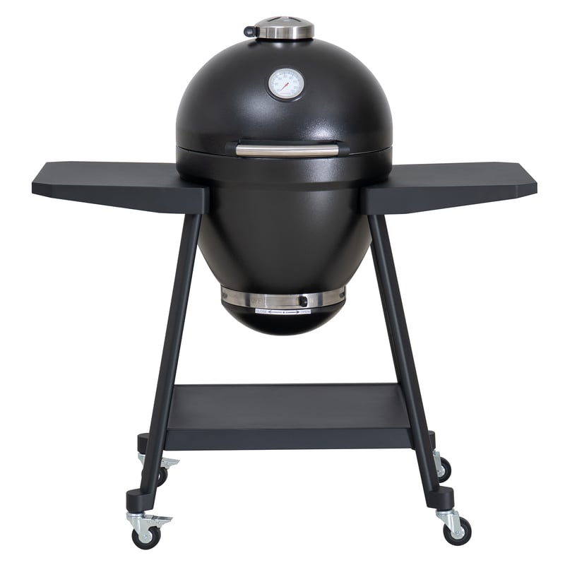 Grill w kształcie jajka z talerzem do pizzy, czarny