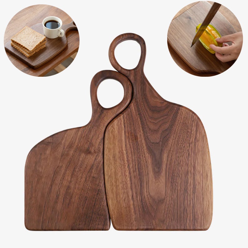 Moorle  Tabla De Cortar De Madera De Nogal Para Parejas, Tabla De Cortar De Madera Maciza Con Mango, Adecuada Para Verduras Y Carnes. Negro , Leroy Merlin