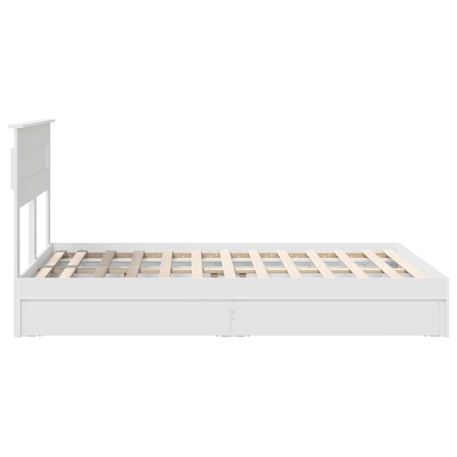 Lit de rangement blanc 160 x 200 cm panneau de bois - 9