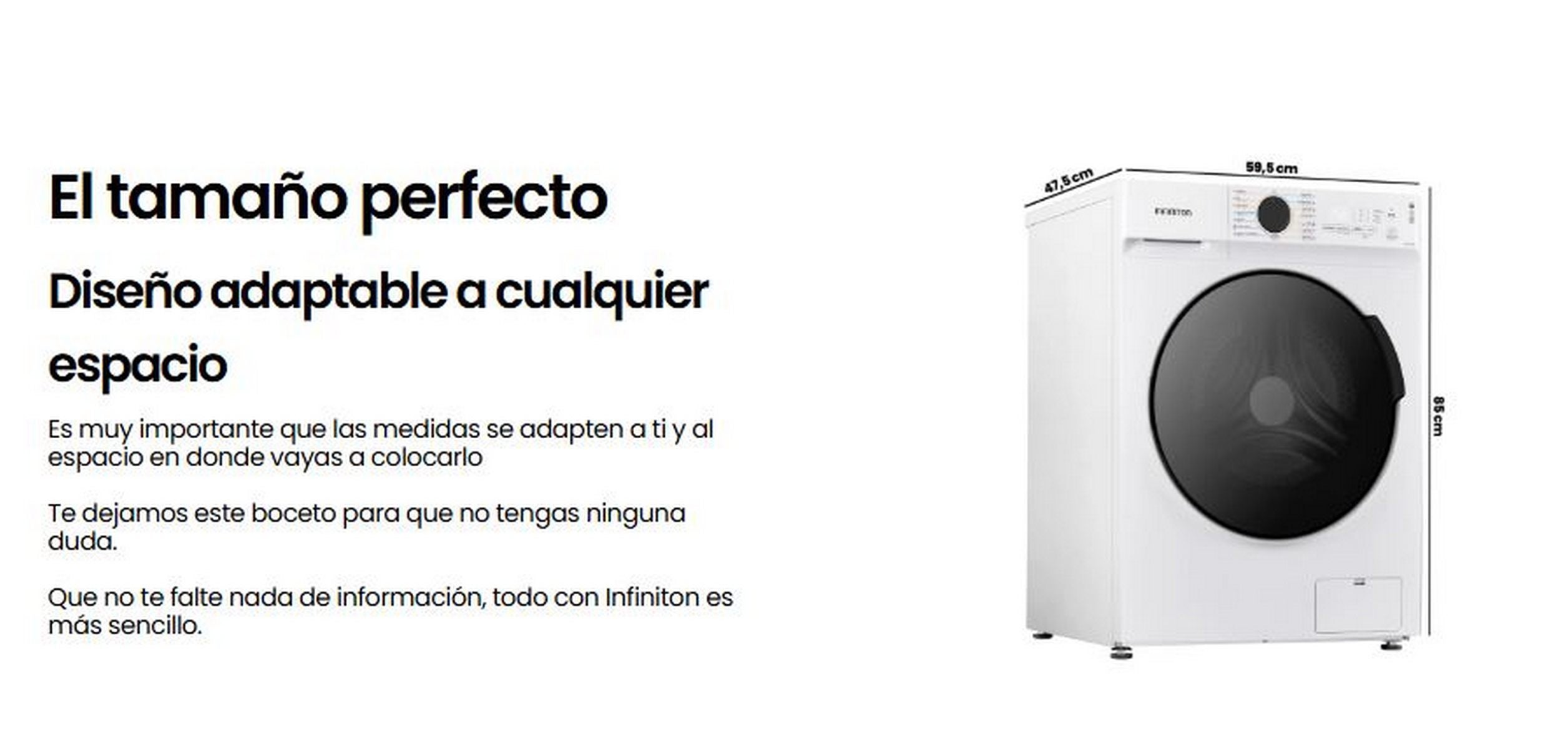 Lavaseca INFINITON WSD-A685B, 8 kg / 6 kg, 1400 rpm, A/D, Inverter, Blanco - 7