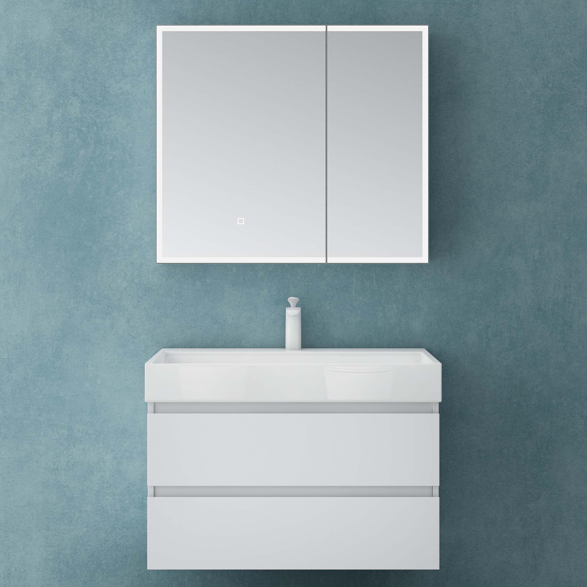 Armoire De Toilette Avec Miroir Mai & Mai 90x15x70 Cm – Anthracite Mat, éclairage LED, Rangement Salle De Bain - 7