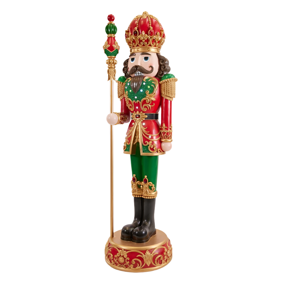 SHATCHI Schiaccianoci natalizi in legno rosso e verde, 43 cm, set da 3 pezzi, statuette di soldati re burattini, decorazione natalizia per la casa