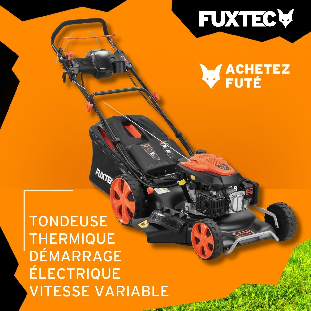 Tondeuse à gazon thermique autotractée FUXTEC FX-RM5396esPRO – 196 cm³ – 53 cm – Démarrage électrique – Vitesse réglable – Bac 70L – 6CV - 2