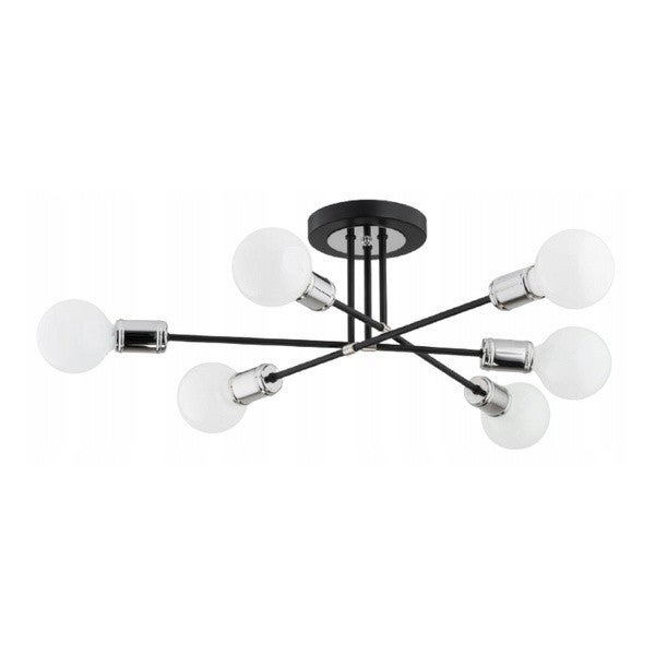 Lampa sufitowa wisząca Toledo czarna-chromowana 6xE27x15W industrialna wym: 22 x 57 x 57 cm metal Alfa