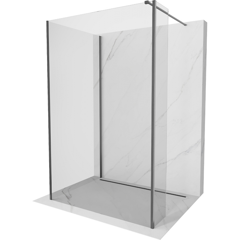 Mexen Kioto ścianka prysznicowa Walk-in 110 x 90 x 30 cm, transparent, gun gray szczotkowany - 800-110-090-221-66-00-030