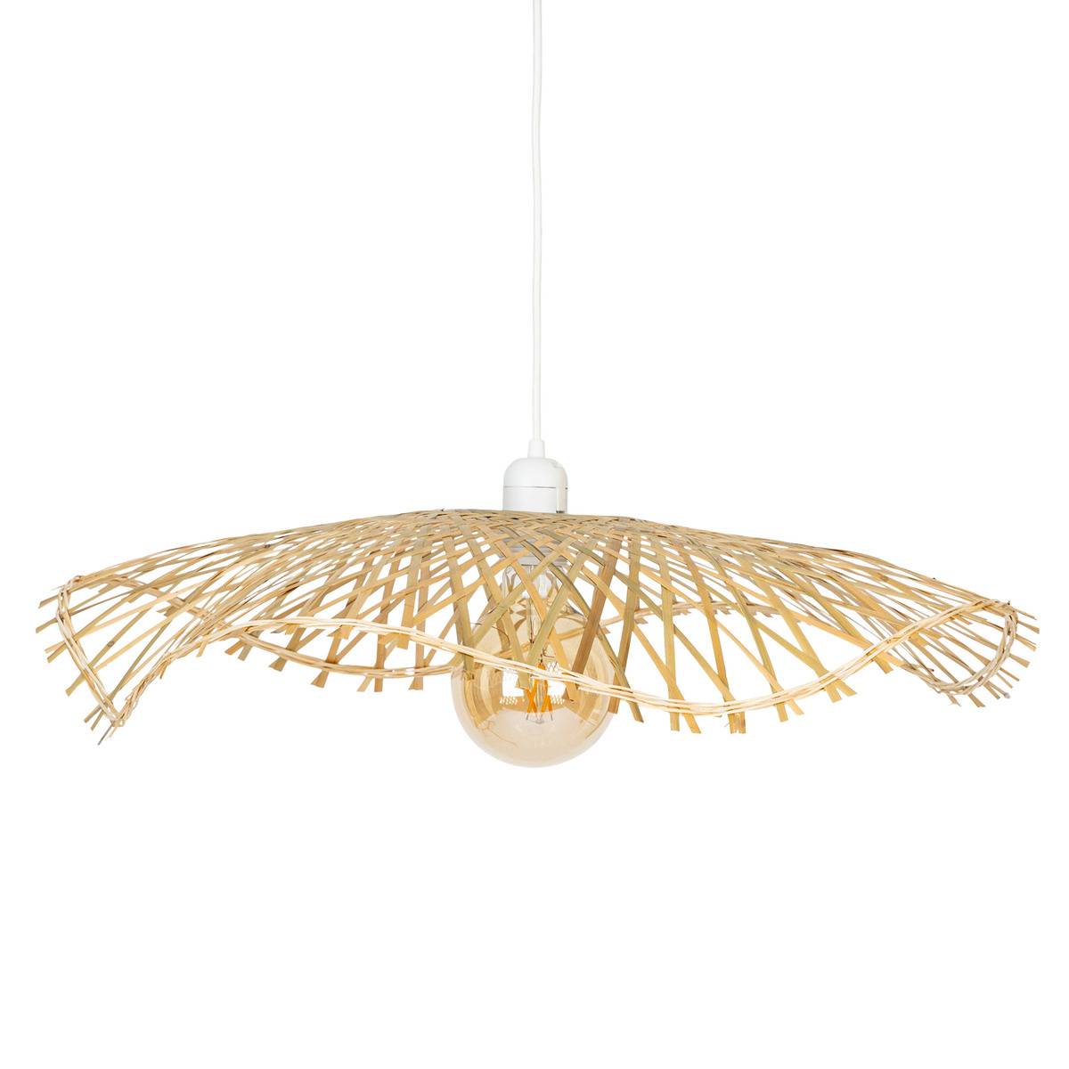 LAMPA WISZĄCA Tess 58 cm bambusowa AŻUROWY KLOSZ