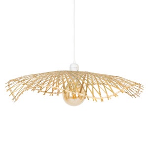 Suspension Longue Ronde en Rotin et Bambou Tressé 48cm - 5492