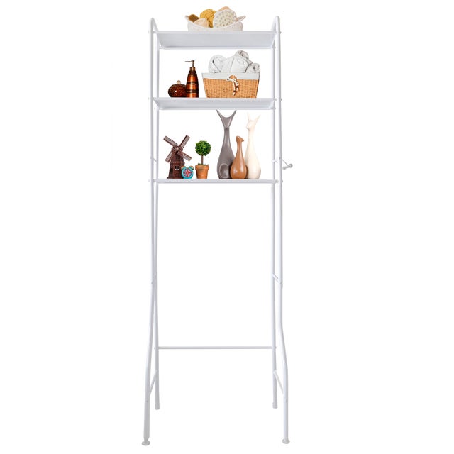 Estantería de Baño sobre Inodoro 150x50x20 cm | Nyana Home | 3 Alturas | Soportes Laterales | Barra Inferior Seguridad | Blanca
