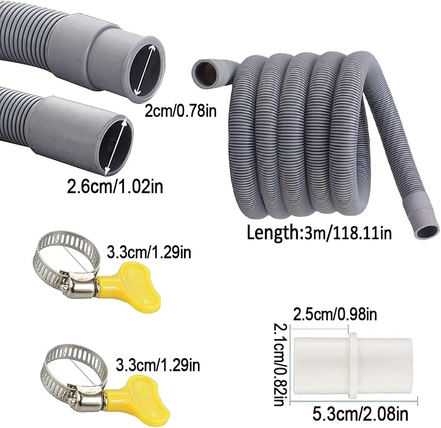 Tuyau De Vidange Flexible 5m Ou 6m Pour Climatiseur Et Déshumidificateur - Avec Adaptateur Caoutchouc Et Clip - 10