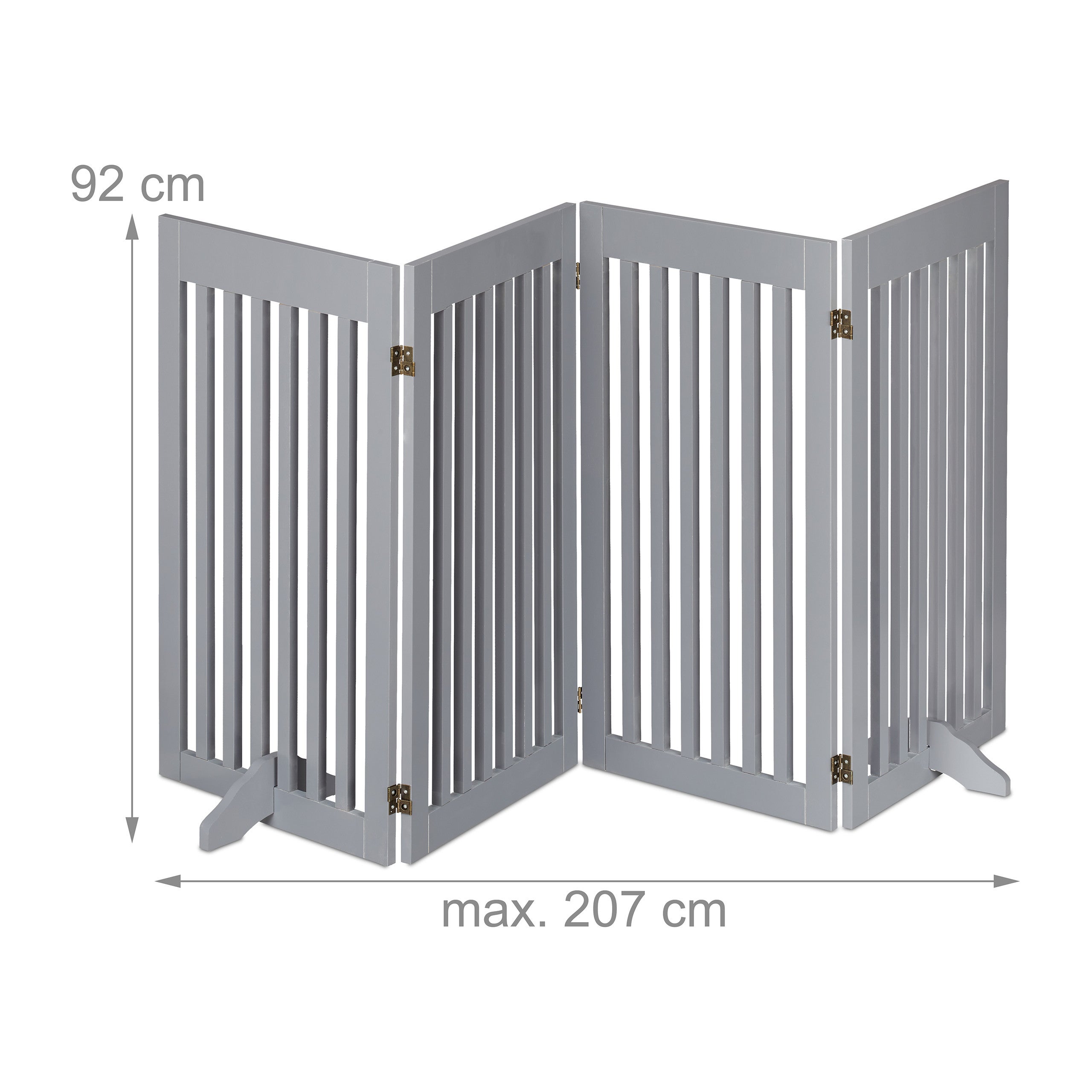 Barrière de sécurité pour chiens à 4 panneaux, pliable et autoportante, 92 x 207 cm, avec pieds, MDF gris, Relaxdays - 4