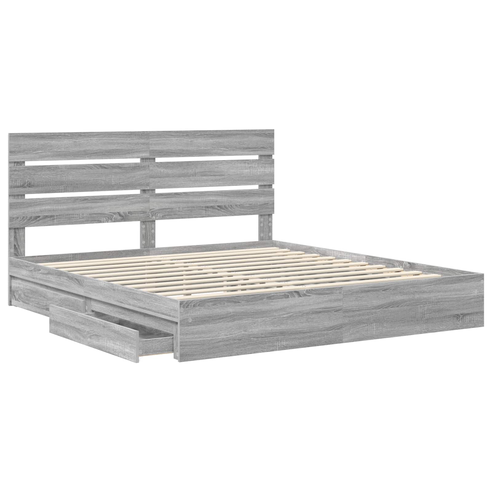 Lit avec rangement, panneau de bois, gris, pour la chambre, 180 × 200 cm - 5