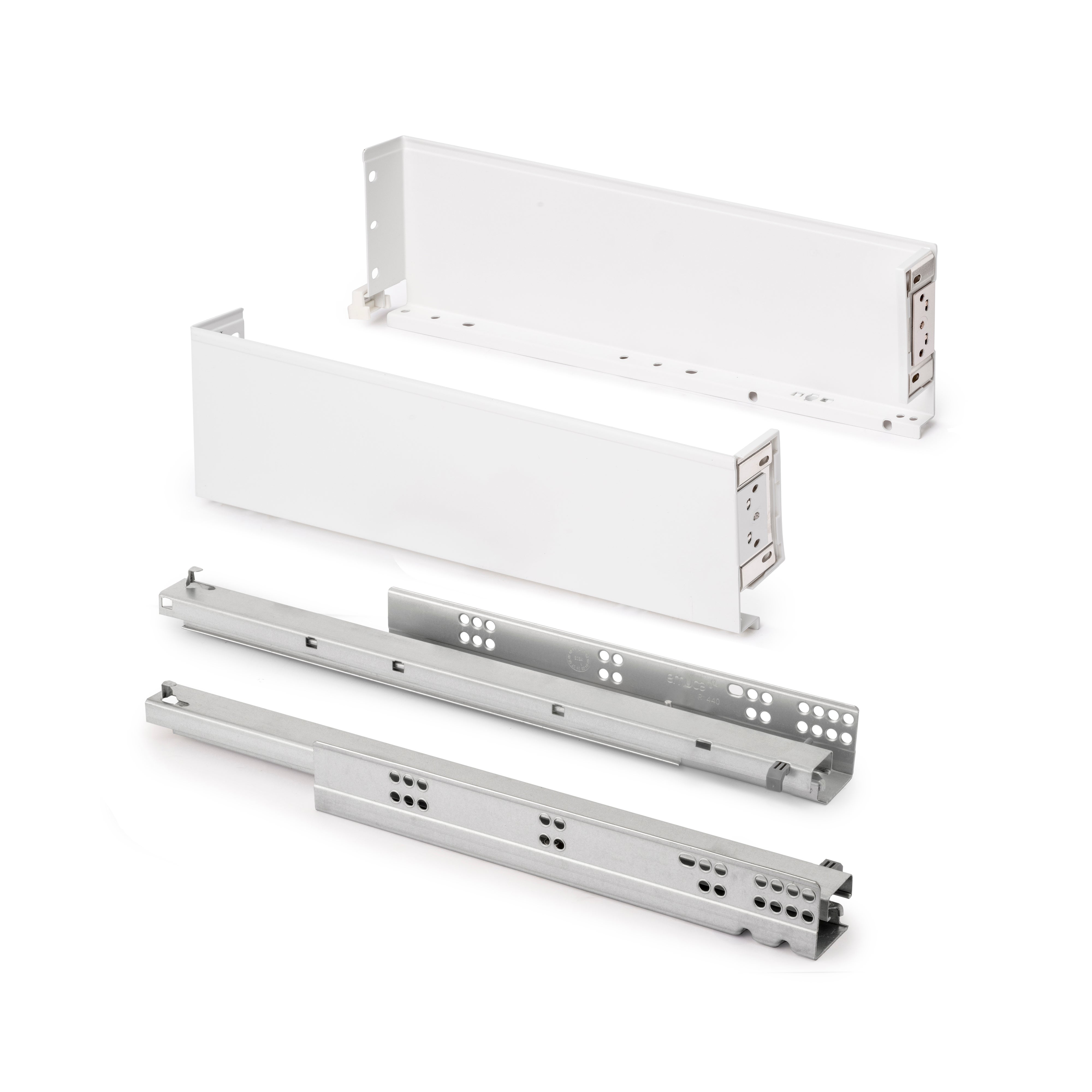 Emuca Szuflada zewnętrzna Simplex 25 kg, wysokość 122 mm, głębokość 440 mm, Stal, Malowany na biało