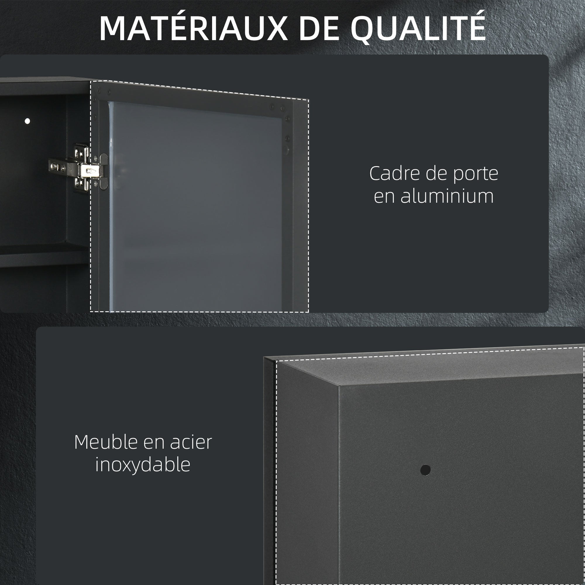 Armoire à miroir Acier inoxydable kleankin - 8