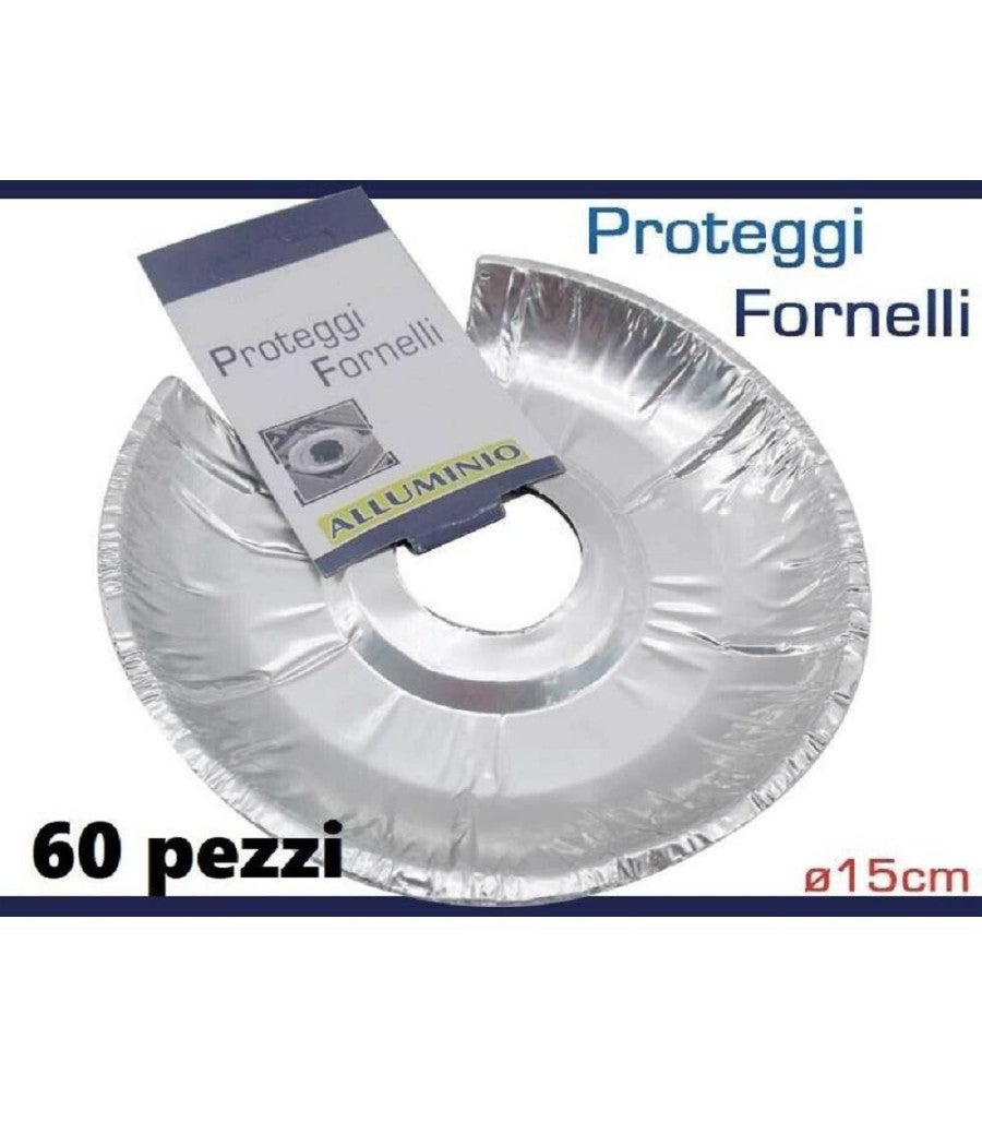Trade Shop - Set 60 Pezzi Proteggi Fornelli Fornello Da Sporco Grasso Alluminio Rotondi - - 2