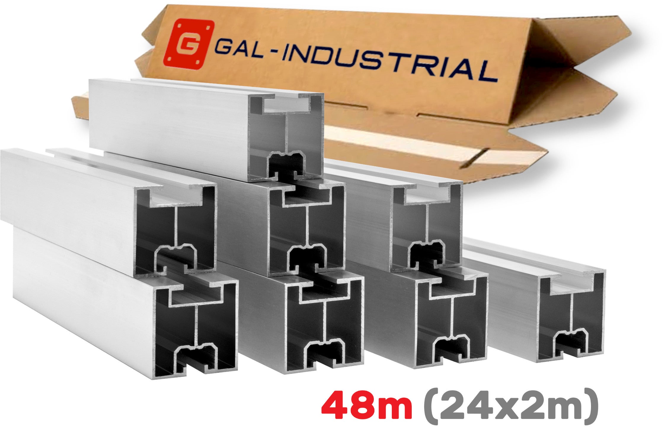 PROFIL ALUMINIOWY 40x40 DO MONTAŻU FOTOWOLTAIKI ZESTAW 48M (24X2M) TYP T