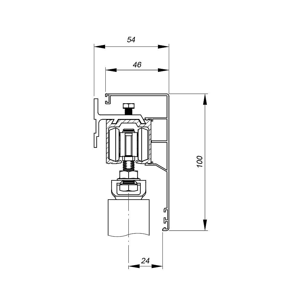 Pack premium SLID'UP 160 pour porte coulissante jusqu'à 1000 mm - rail 1,94 m - 60 kg - argent - 6