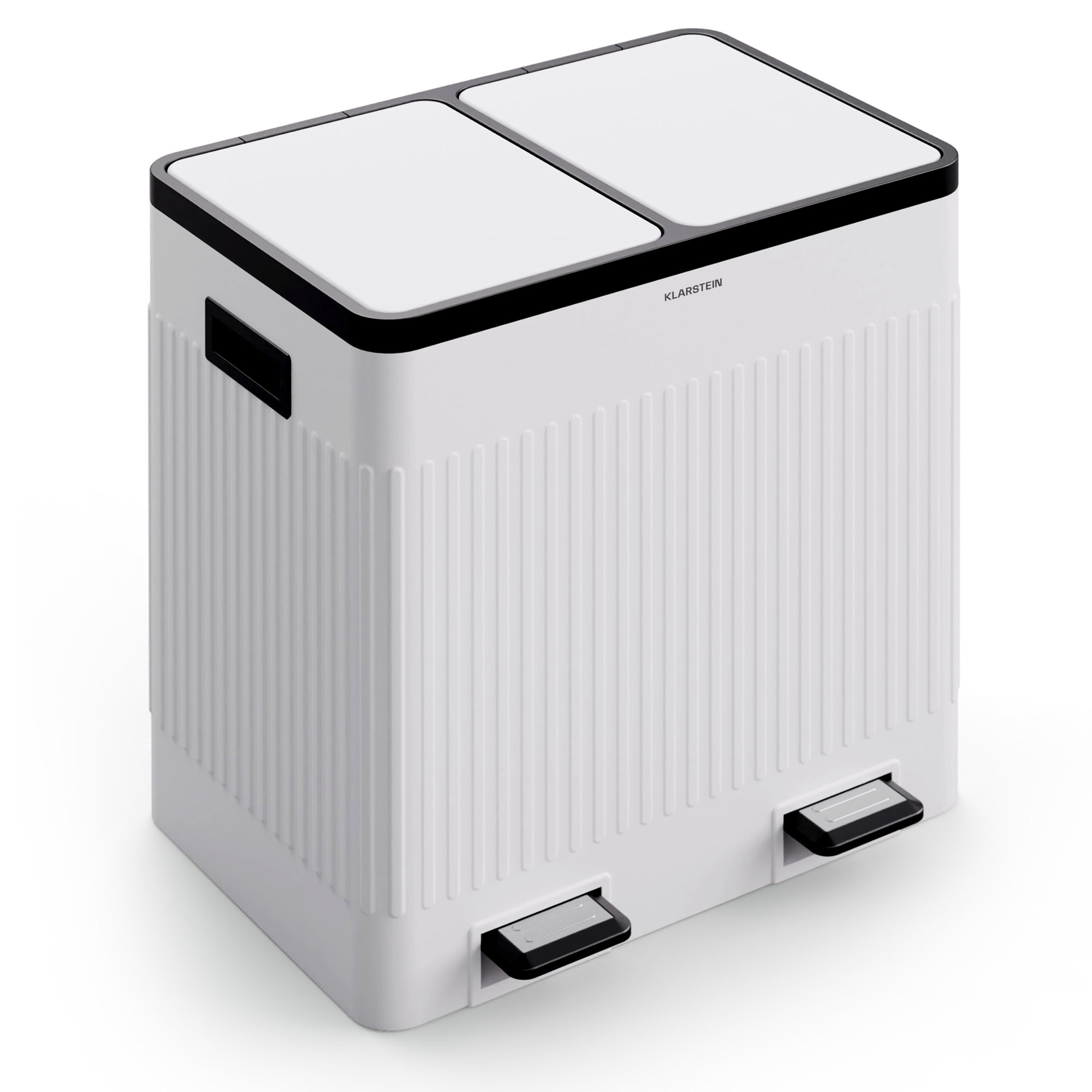 Poubelle à Capteur Sans Fil Klarstein 56L - Tri Sélectif 3 Compartiments Acier Inoxydable Noir Mat Soft-Close