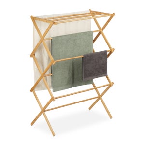 Étendoir à linge, pliable, 11 barres, 6 niveaux, métallique, H x L x P : 105 x 73 x 37 cm, noir