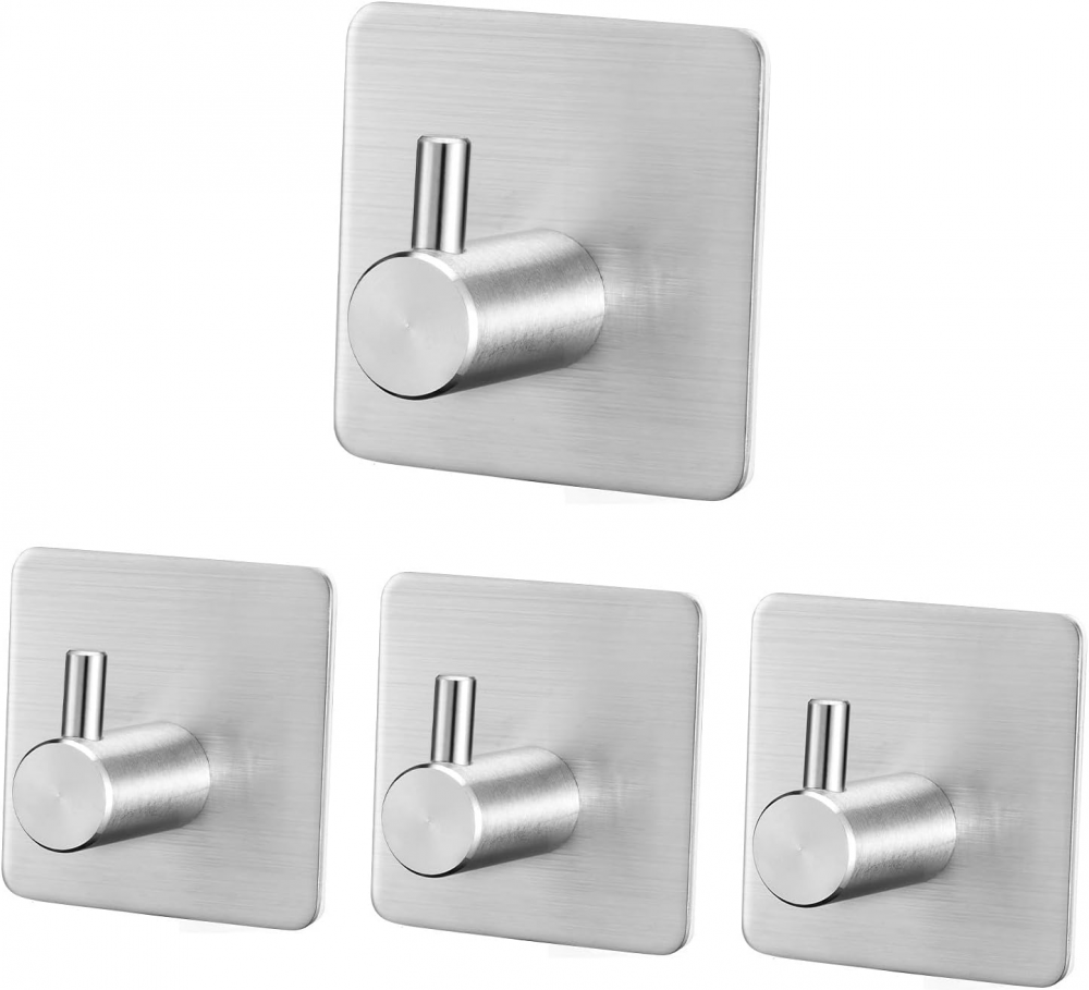 Solidny cylinder 14 CM - szczotkowany 4-częściowy samoprzylepny wieszak ścienny, samoprzylepne haki ścienne do łazienki i kuchni, samoprzylepny wiesz