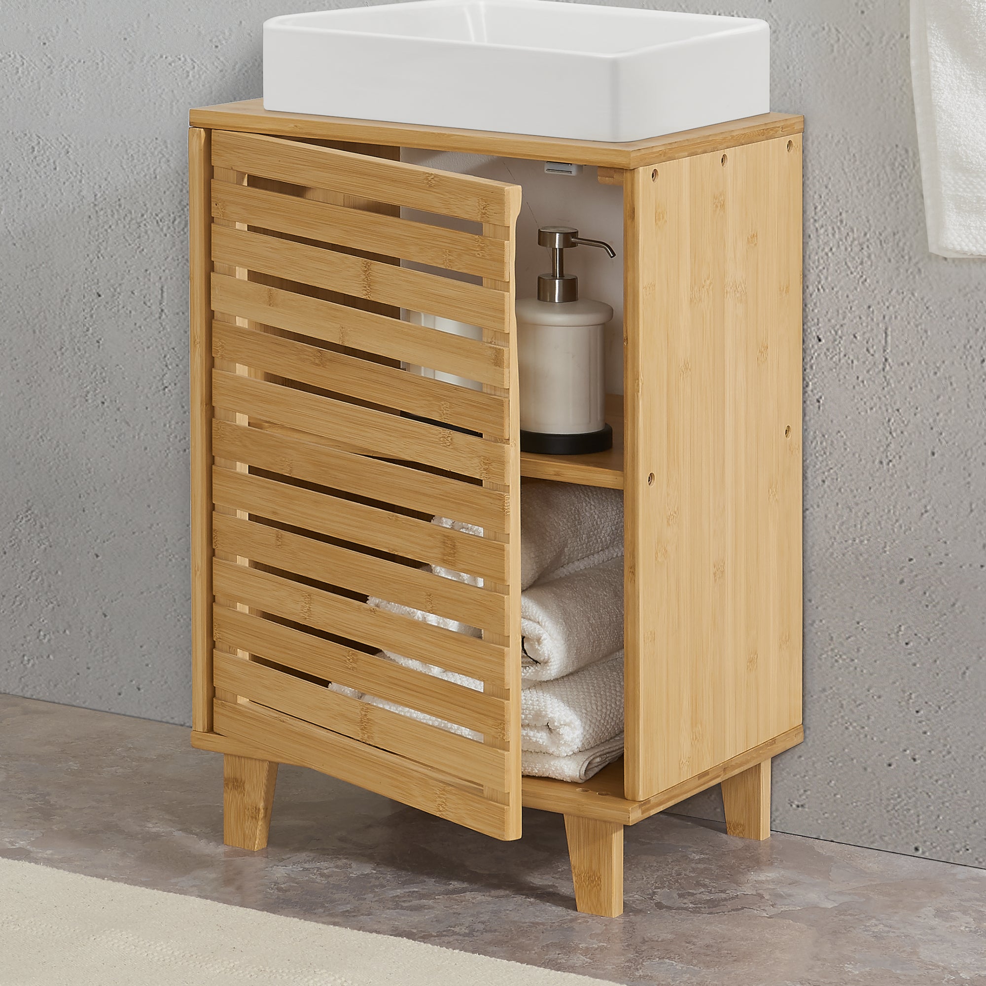 MEUBLE DESSOUS DE lavabo en bambou Meuble sous vasque évier salle de