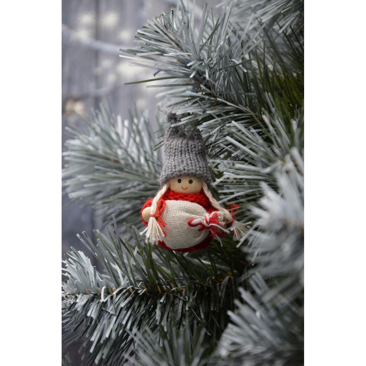 Laleczka dekoracyjna z workiem czerwona Girl 7,5 cm - 6