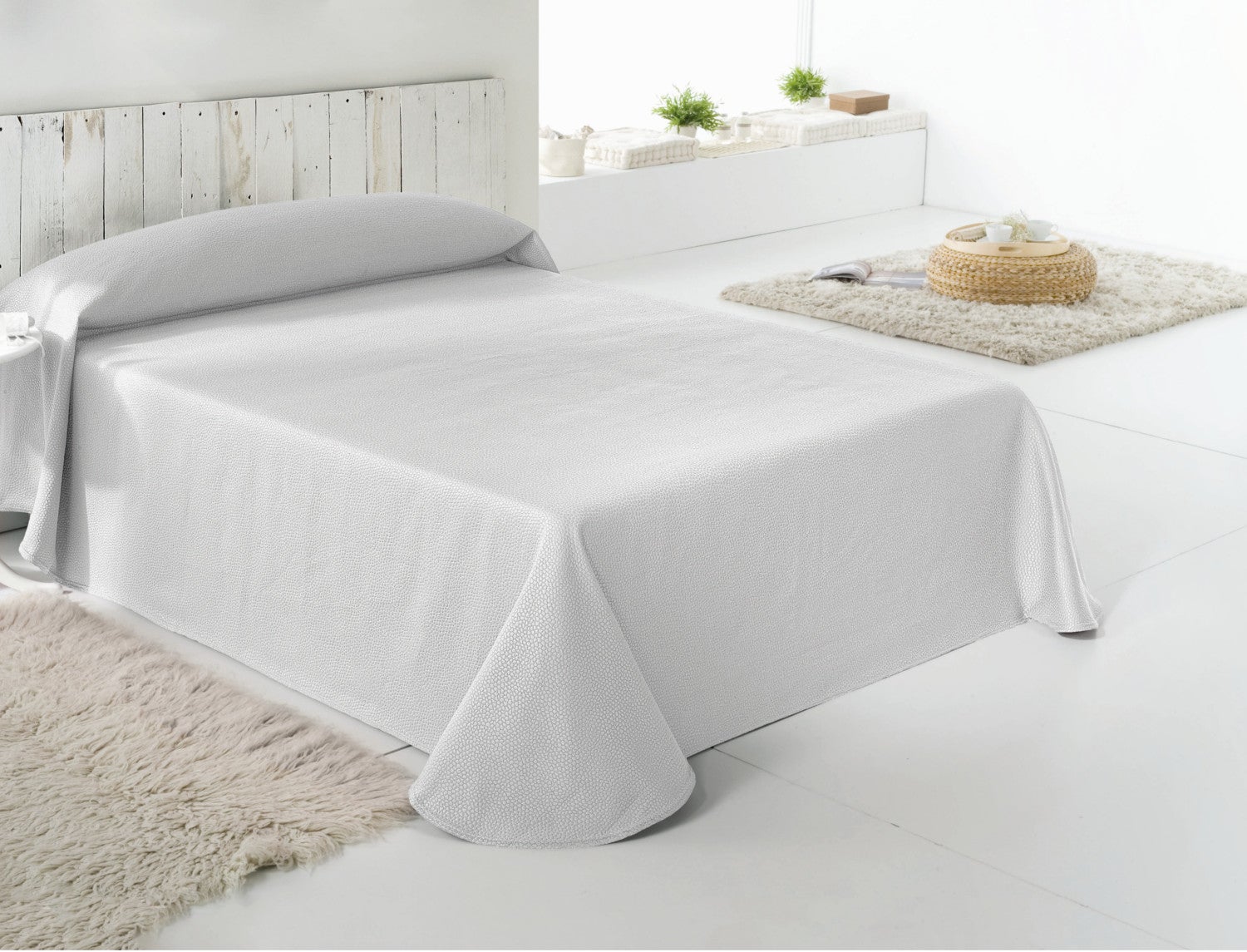 Colcha Verano Lisa mod. Trebol Color Blanco, Cama 180 - 4