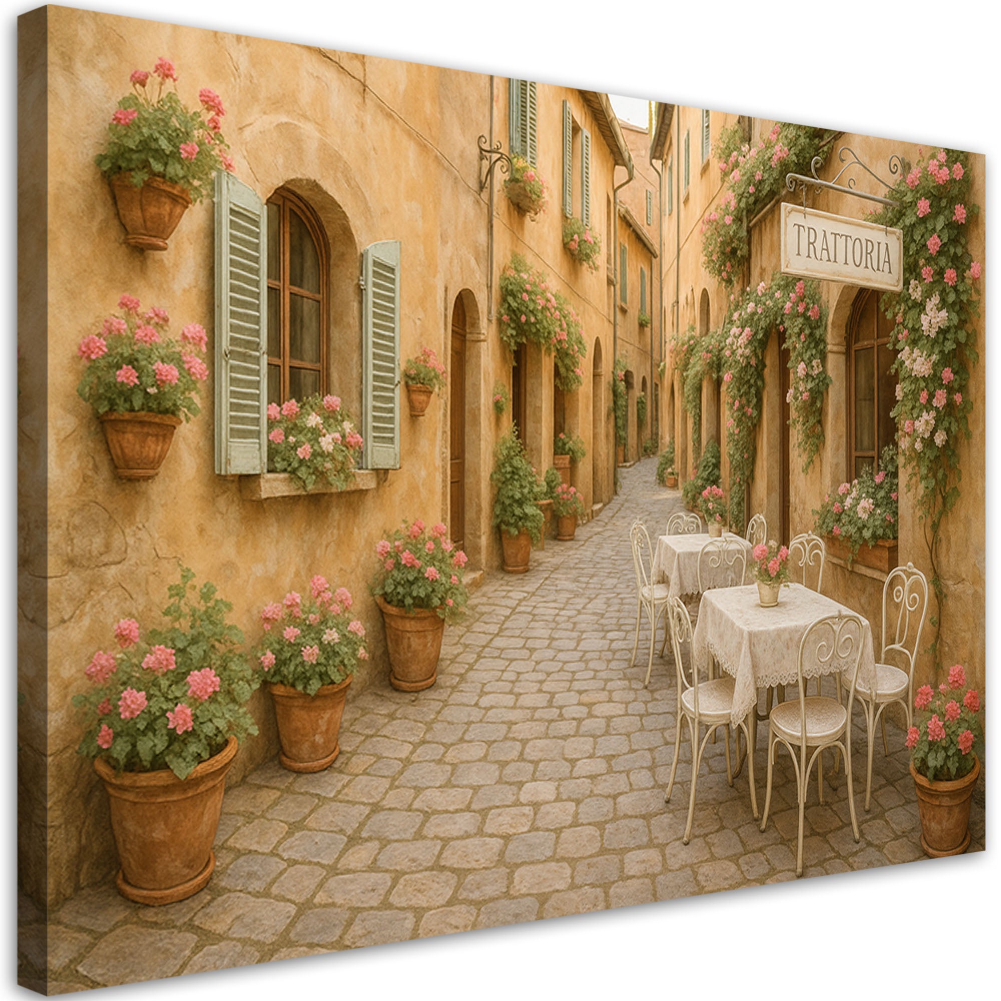Obraz do salonu biura kuchni, Toskania Włoska Uliczka Kwiaty 60x40