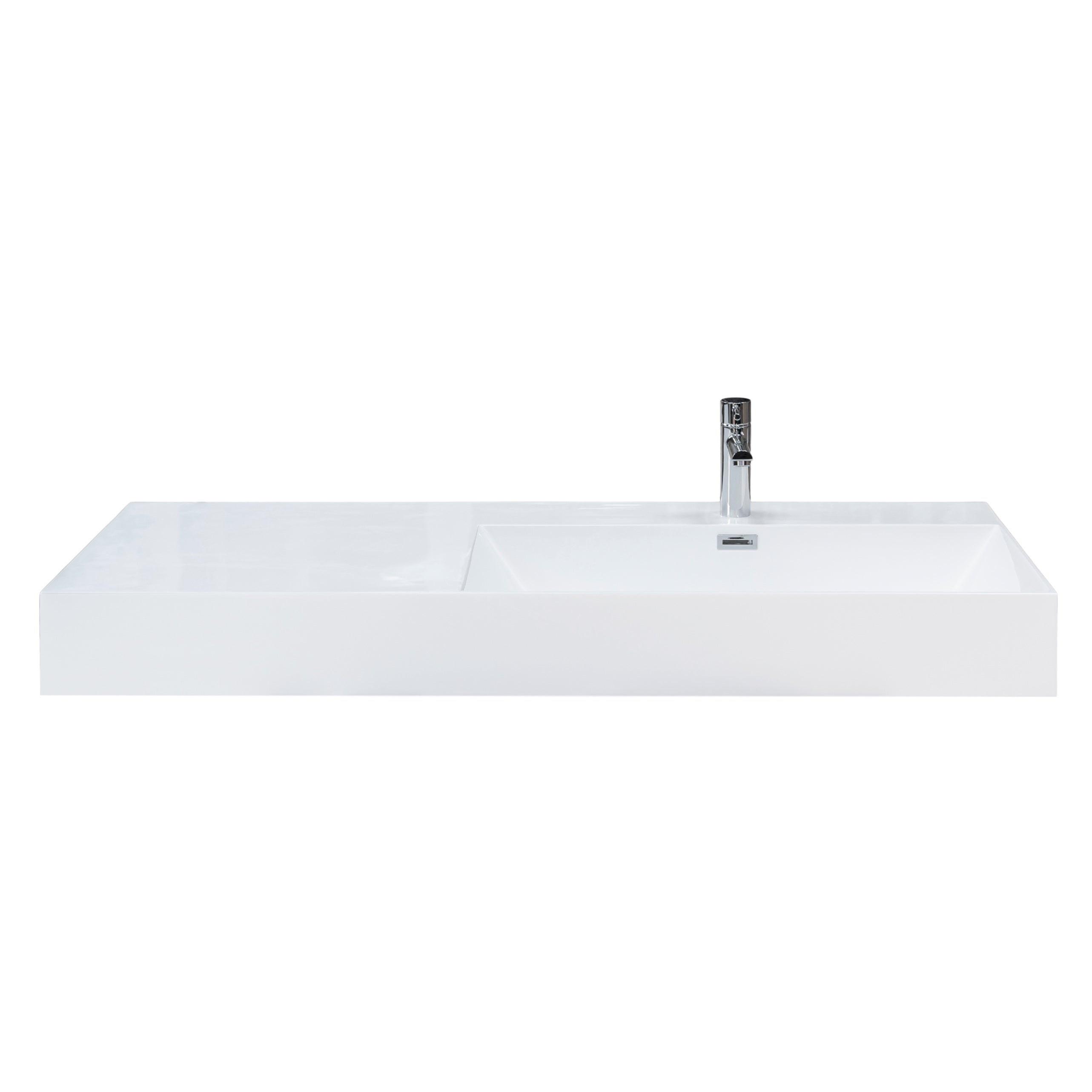 Lavabo sospeso 120 cm bianco opaco in resina con vasca a destra - 4