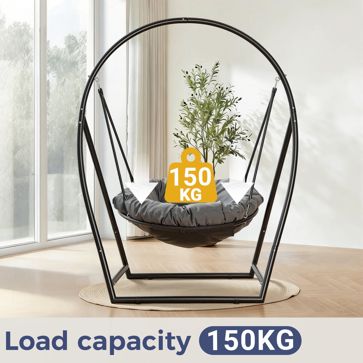 Poltrona suspensa Balancelle ajustável – Estrutura em aço, estofamento em esponja, capacidade para 150 kg – Mobiliário de jardim e sala de estar - 3