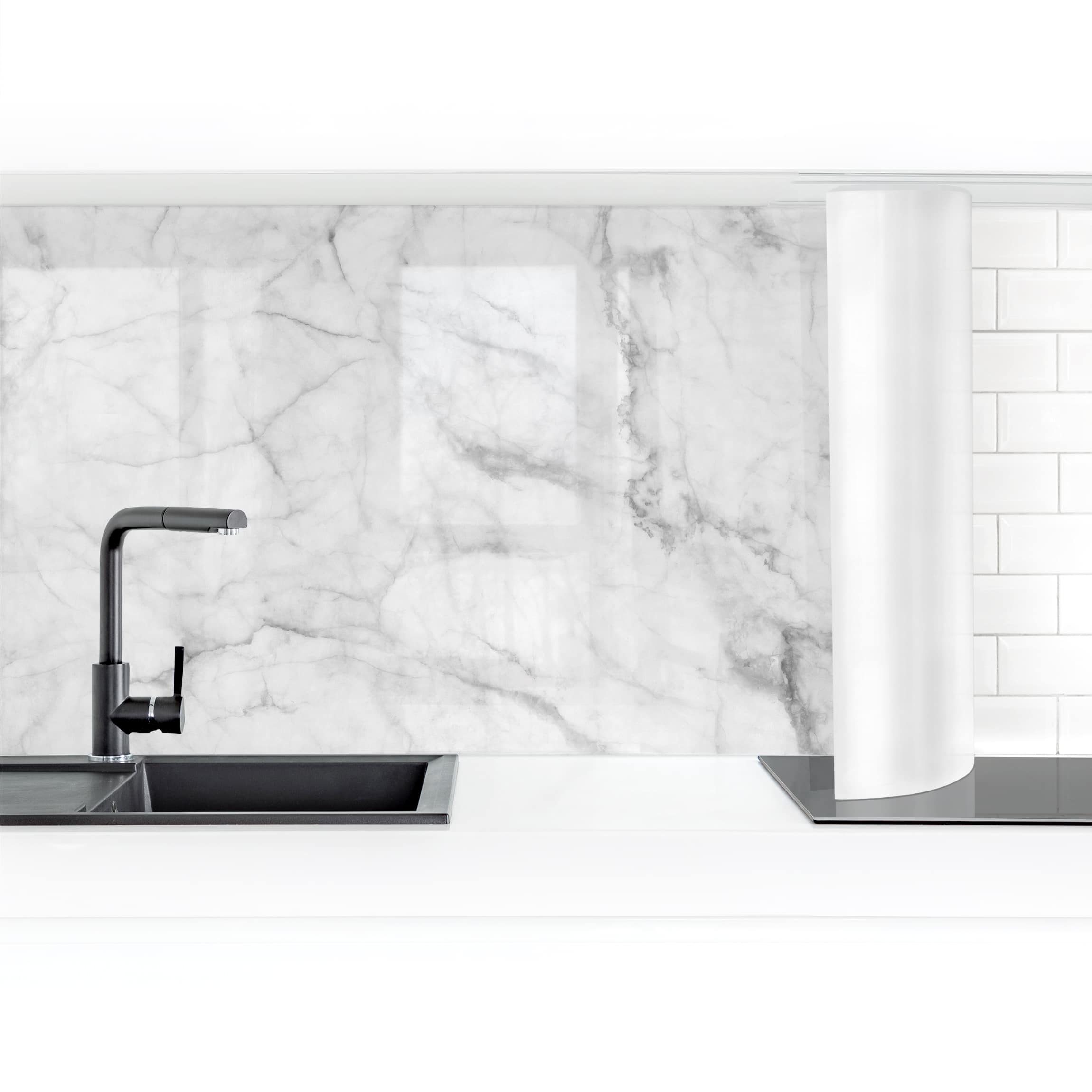 Rivestimento cucina moderno rivestimento adesivo cucina resistente a acqua e olio per pareti e piastrelle Bianco Carrara 50 x 50 cm - 4