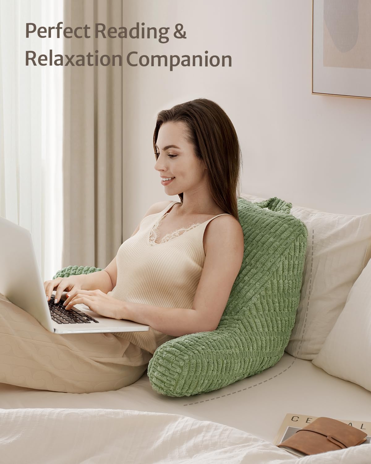 Coussin de lecture en mousse à mémoire de forme, pour s'asseoir confortablement au lit ou sur le canapé, coussin de soutien lombaire pour la lecture - 3
