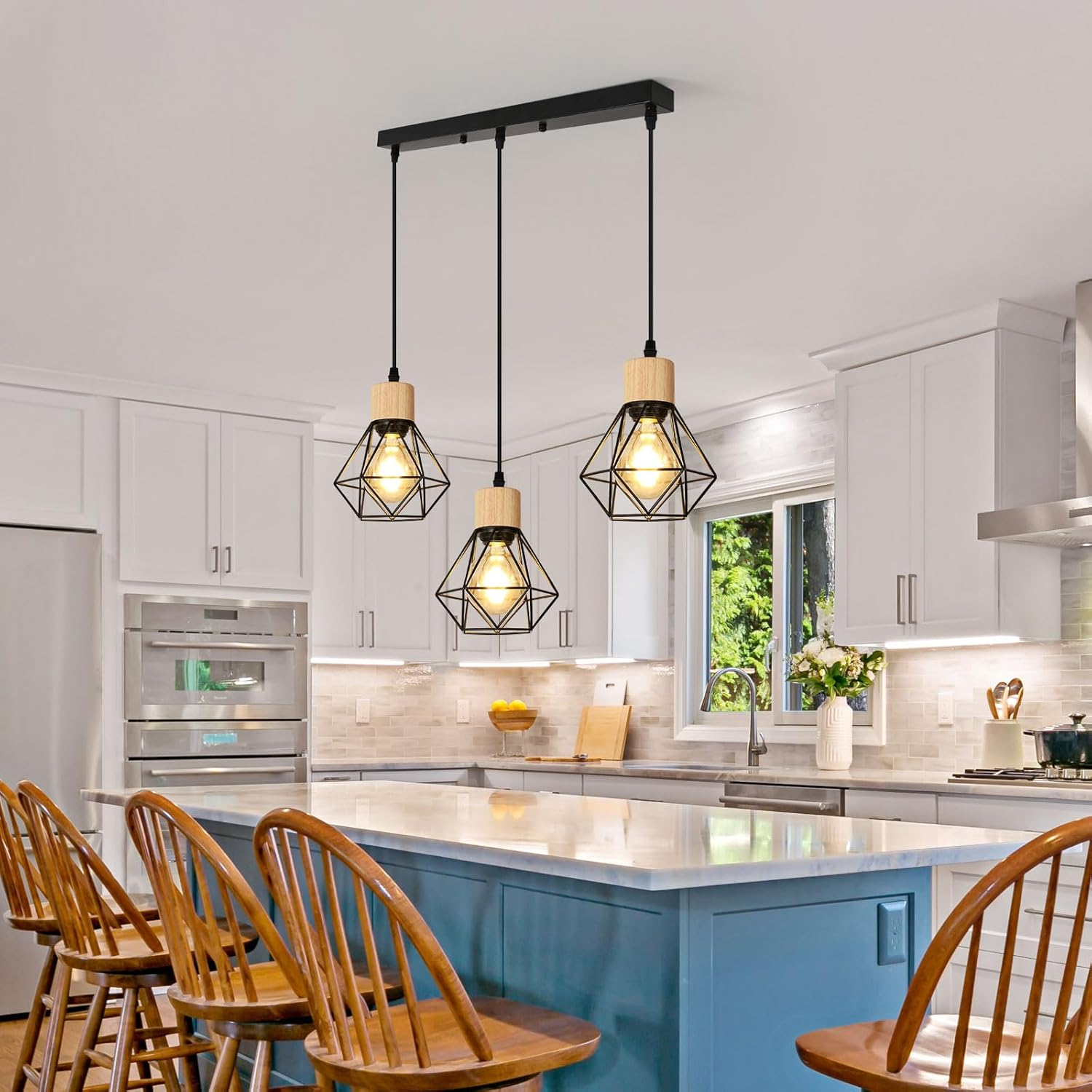 Lustre industriel, plafonnier cage en métal, suspension vintage, lampe suspendue, longueur de corde de suspension réglable (sans ampoule) - 2