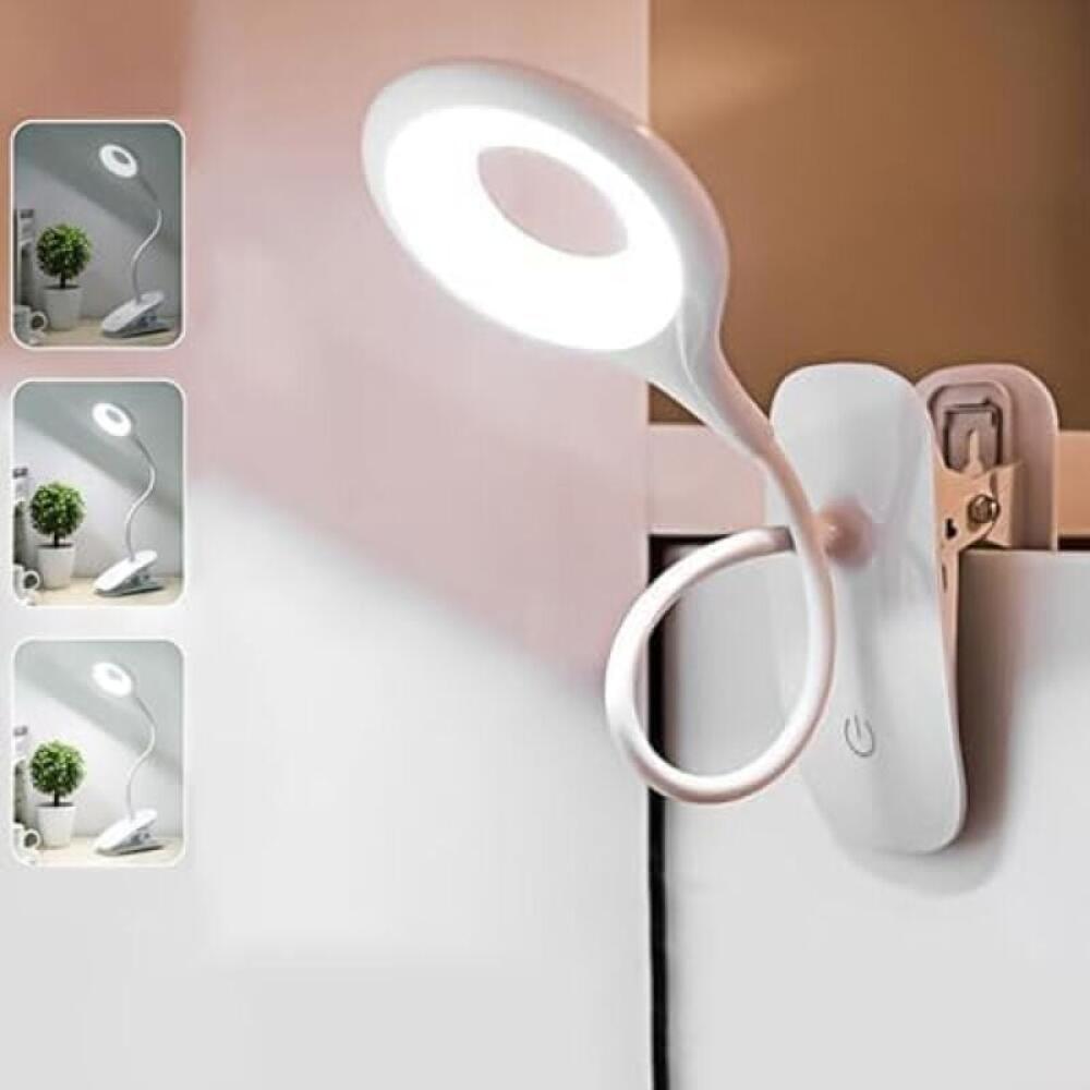 Lampka do czytania z akumulatorem, biała - z kablem USB - żarówka LED - przenośna lampa dotykowa - 3 poziomy jasności - białe światło