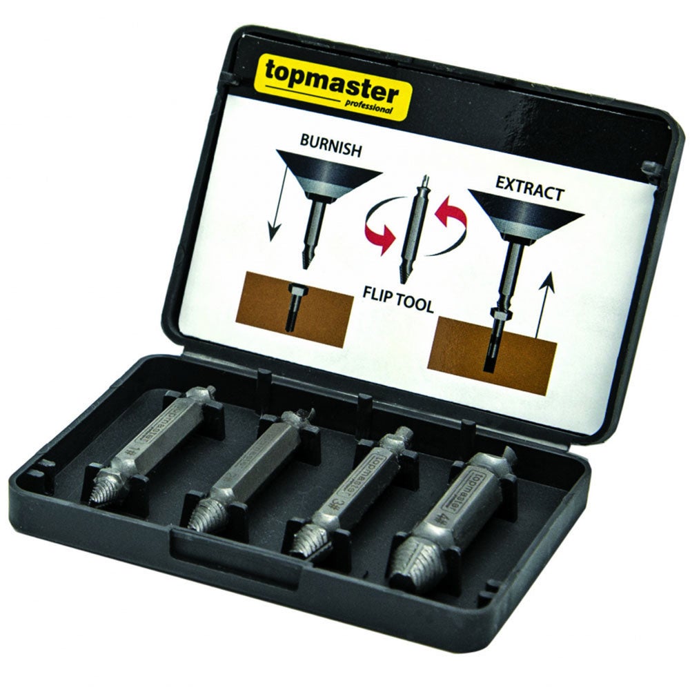 Set 4 extractoare pentru suruburi uzate rupte TOPMASTER 4buc