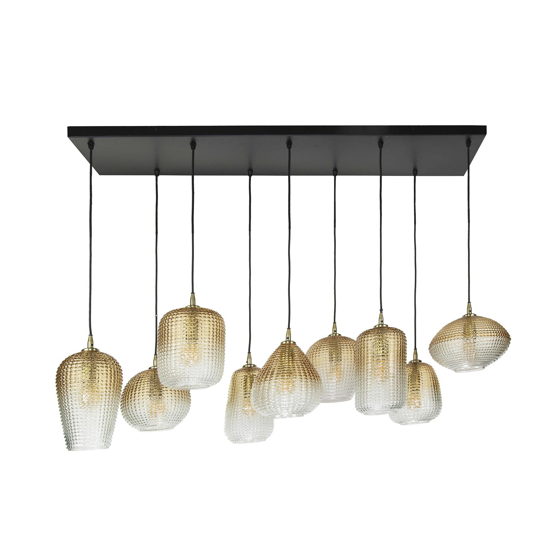 Suspension en verre ambré motif pois 9 abat-jour NOVA - 4