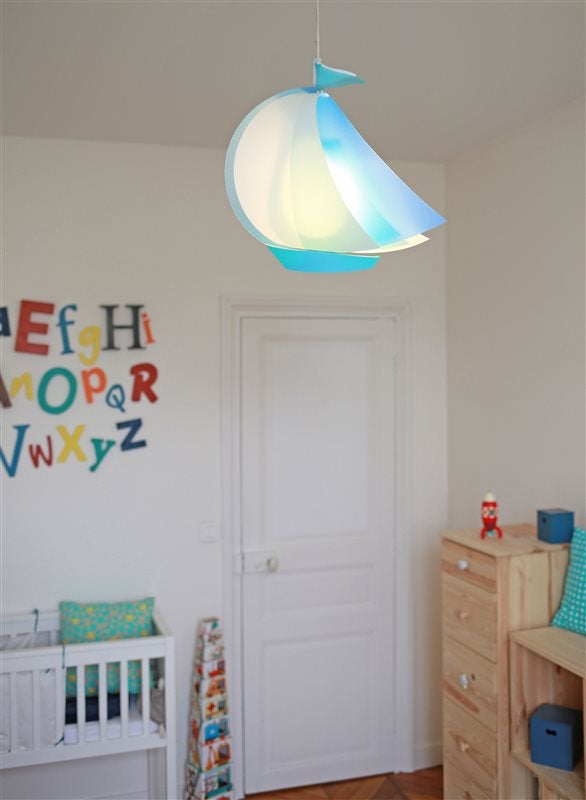 Lampe suspension enfant VOILIER - R&M Coudert - bleu - 4